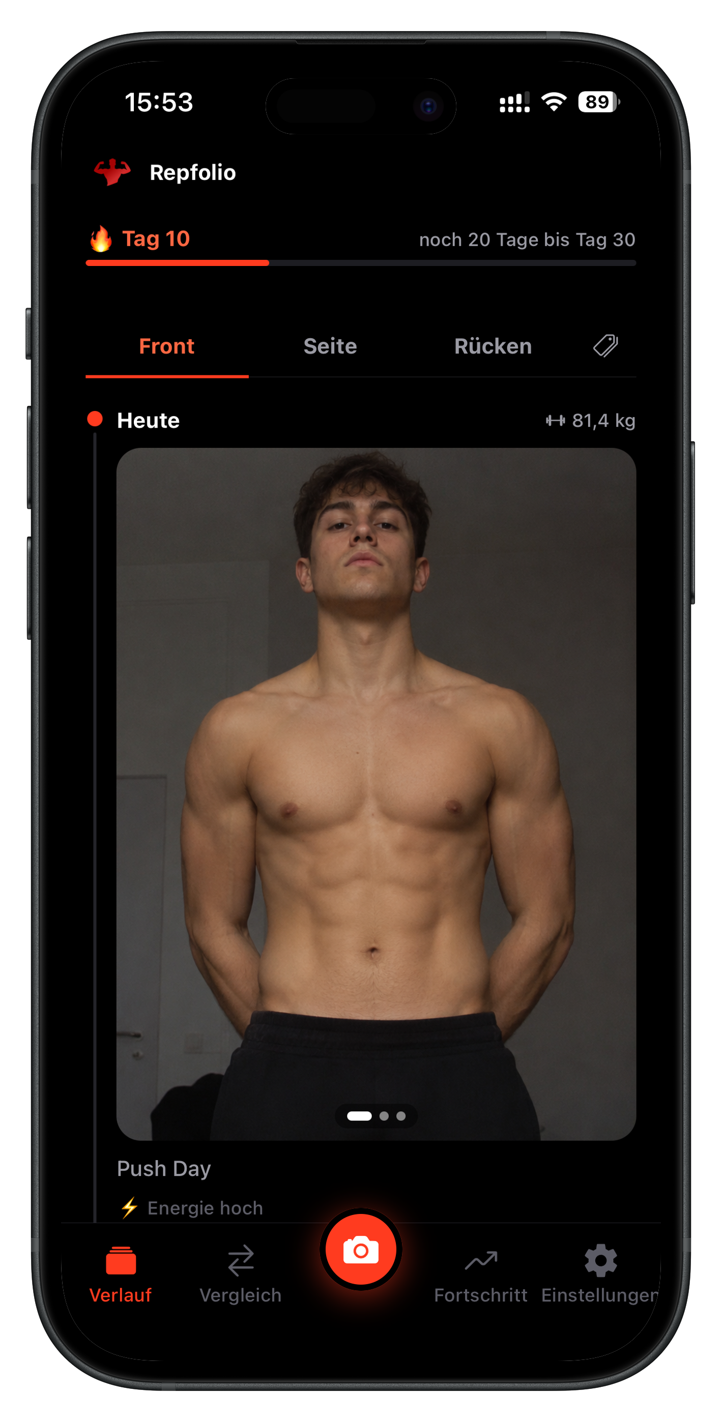 Repfolio App auf dem iPhone